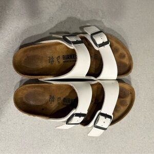 Birkenstock White and Brown Sandals